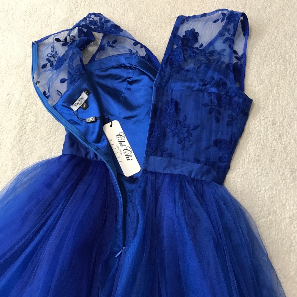Tulle Sleeveless Mini Dress Blue Tutu Dress Pit to Pit 15.5โ - Picture 13 of 14